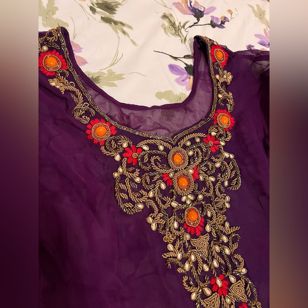 Purple georgette kaftan